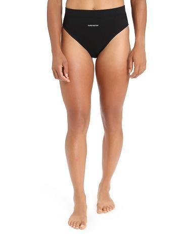 Women's Icebreaker Merino Queens High Cut Brief Underwear Black | CA 1252SGLO